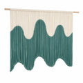 Wandbehang 100 x 100 cm Baumwolle Grün Beige mit Holzstab im Boho-Stil