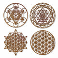 Wanddekoration Set 4-teilig 30 cm Holz Braun geometrische Muster